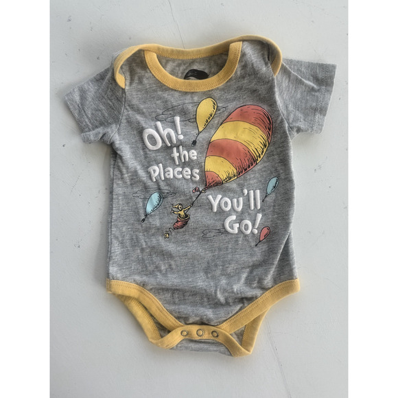 Dr. Seuss Infant Boys 3 Pack Oh The Places You'll Go Yellow Bodysuit Set 3-6 M - Picture 1 of 6